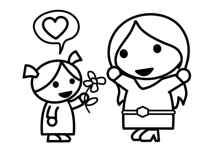 875x620 Mother And Daughter Coloring Pages Download Large Image Mother