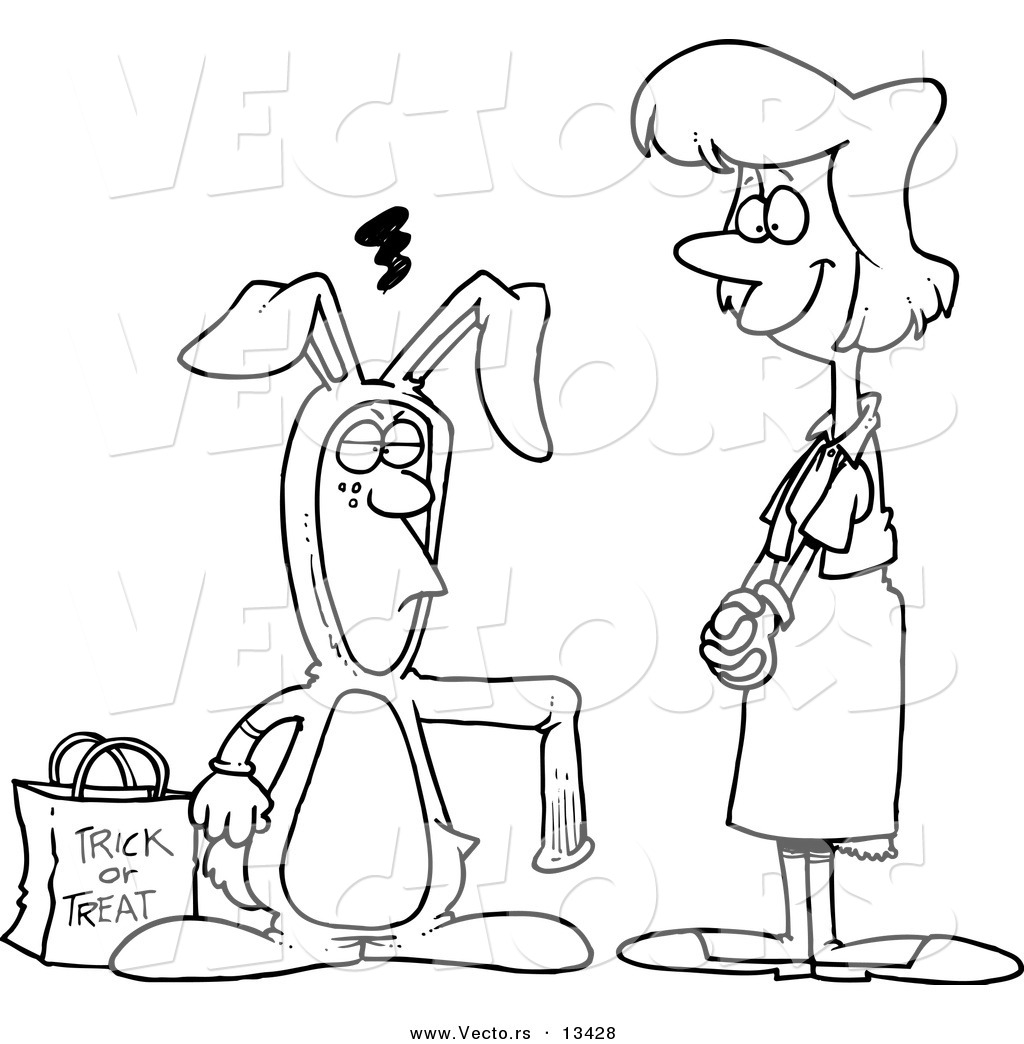 1024x1044 Vector Of A Cartoon Mother Admiring Her Son In A Rabbit Costume