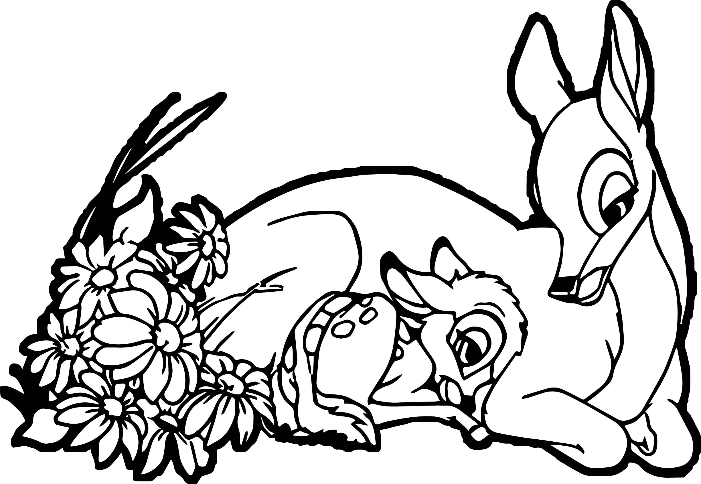 2449x1691 Happy Bambi Mother Child Coloring Page Wecoloringpage