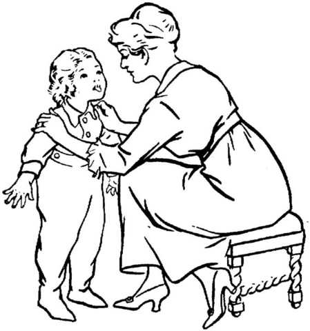 449x480 Mother Is Talking To A Child Coloring Page Free Printable
