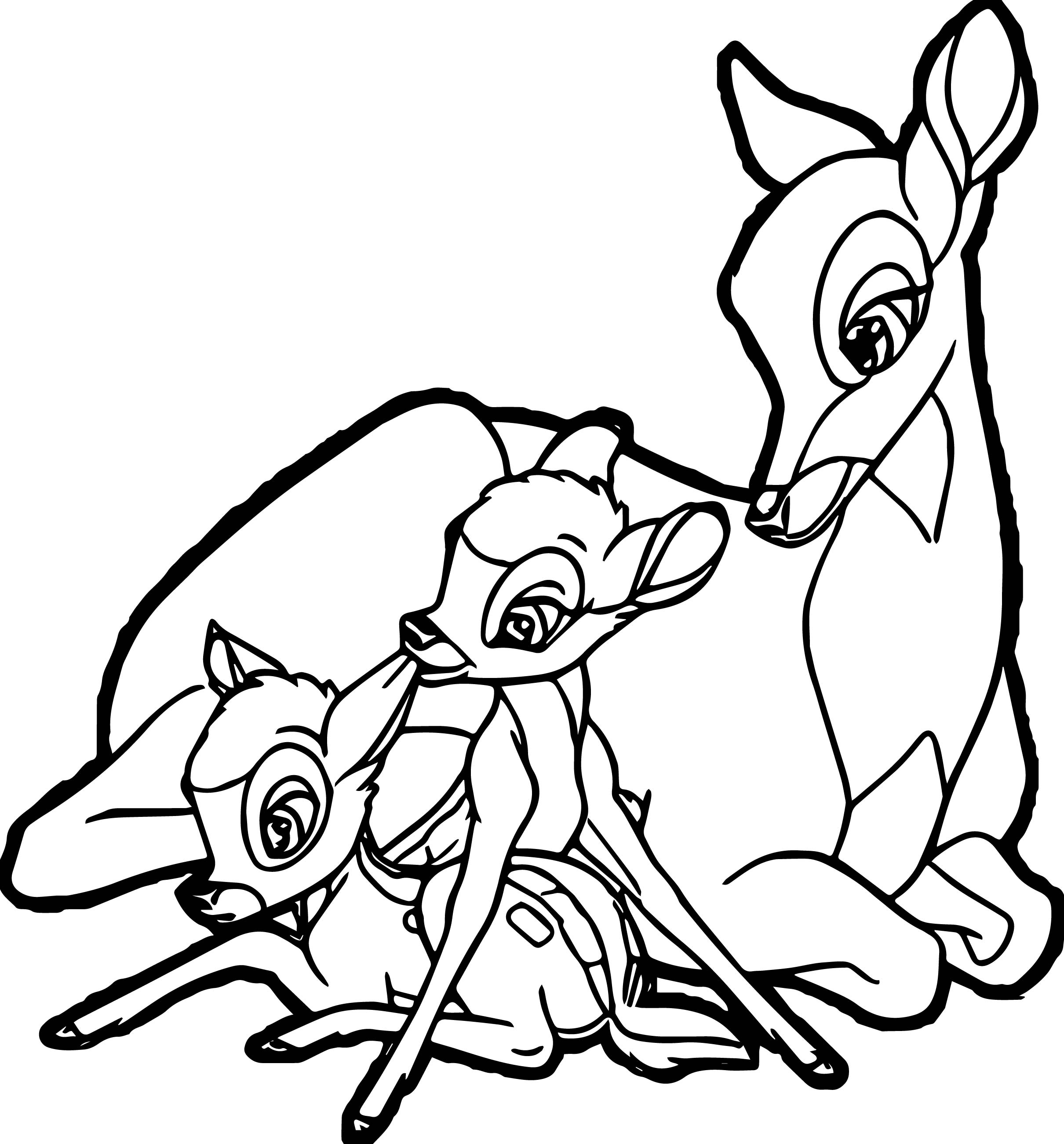 2420x2602 Bambi Mother Child Deers Coloring Pages Wecoloringpage
