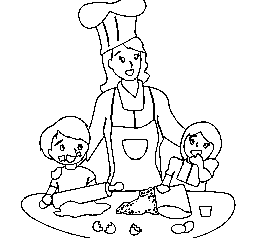 505x470 Cooking With Mom Coloring Page