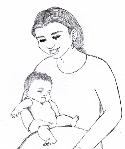 435x517 Mother And Sleeping Baby By Queencold