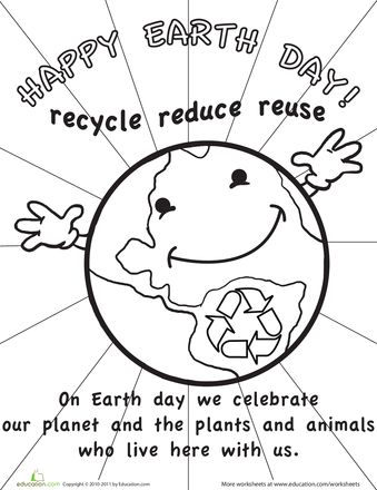 339x440 Color The Earth Day Picture Worksheets
