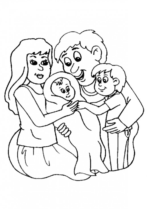 Family Mom Dad And Baby Coloring Page Sketch Coloring Page