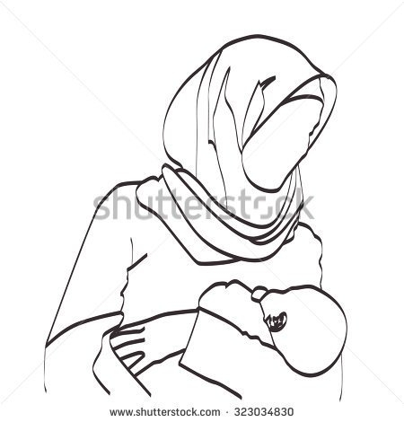 450x470 Muslim Mother Clipart Black And White