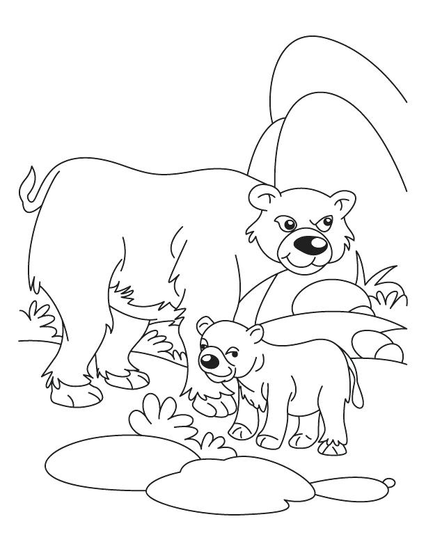 612x792 Coloring Pages Of Baby Animals Cub With His Father Bear Waiting