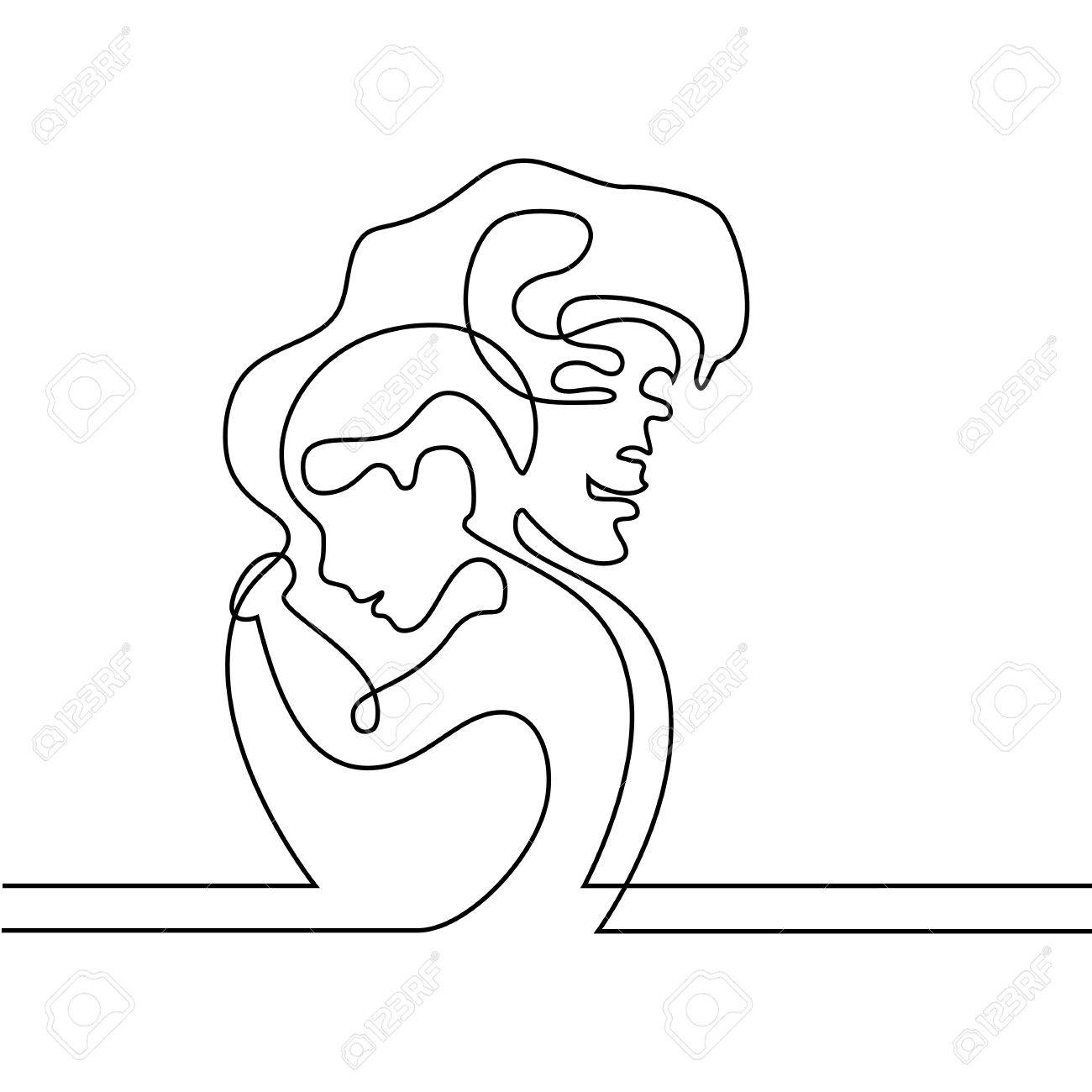 1300x1300 Logo With Mother Holding Her Baby. Continuous Line Drawing Vector