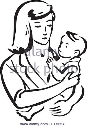 300x441 Drawing Mom Holding Baby Loving Stock Vector Art Amp Illustration