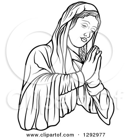 450x470 Clipart Of Blacknd White Virgin Mary Holding Baby Jesusnd
