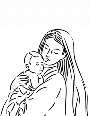 371x480 Mother Mary With Baby Jesus Coloring Page Free Printable