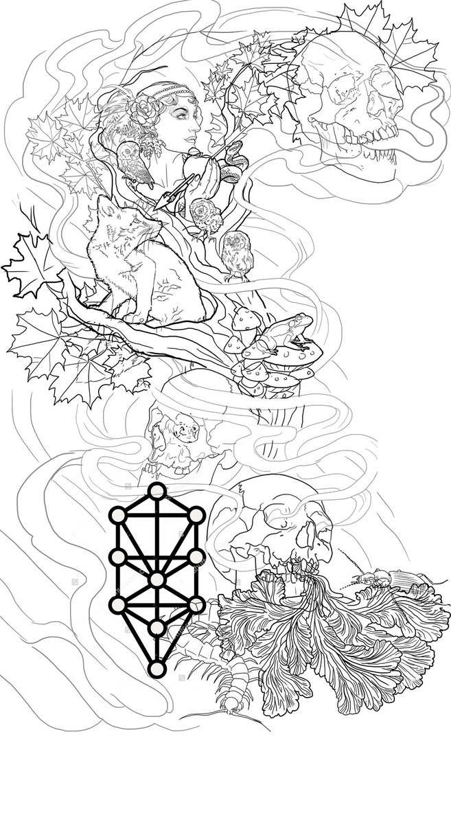 657x1216 Tattoo Sleeve Designmother Nature, Life And Death By Johndevilman