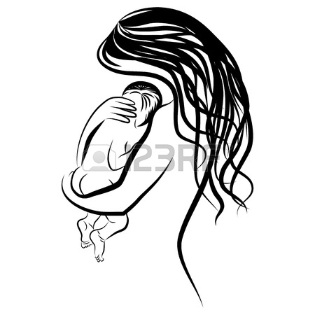 450x450 Mother And Baby Icon Woman Family Child Line Drawing Sketch