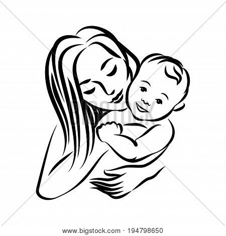 450x470 Mother Her Baby. Stylized Outline Vector Amp Photo Bigstock