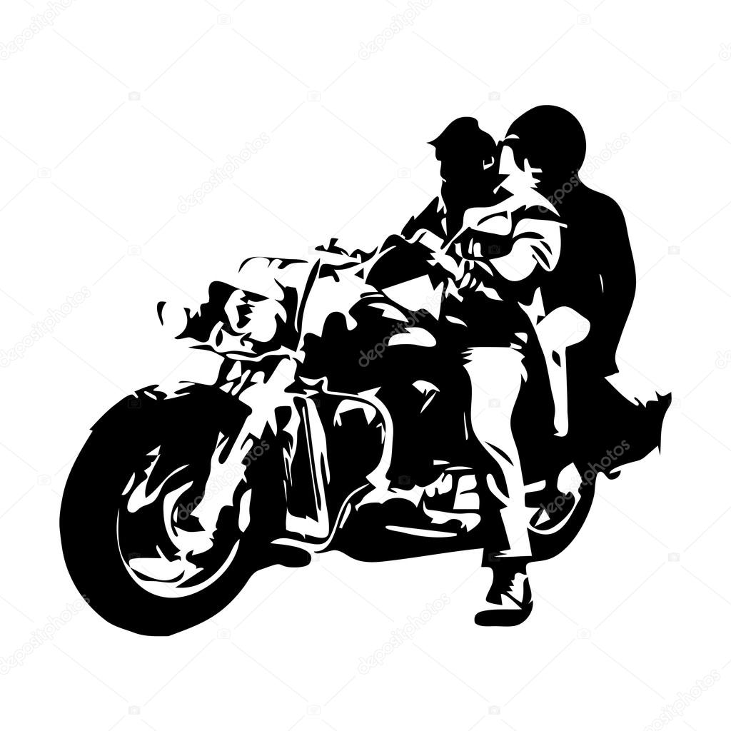 1024x1024 Motorcycle Chopper, Couple On Motorbike Stock Vector Msanca
