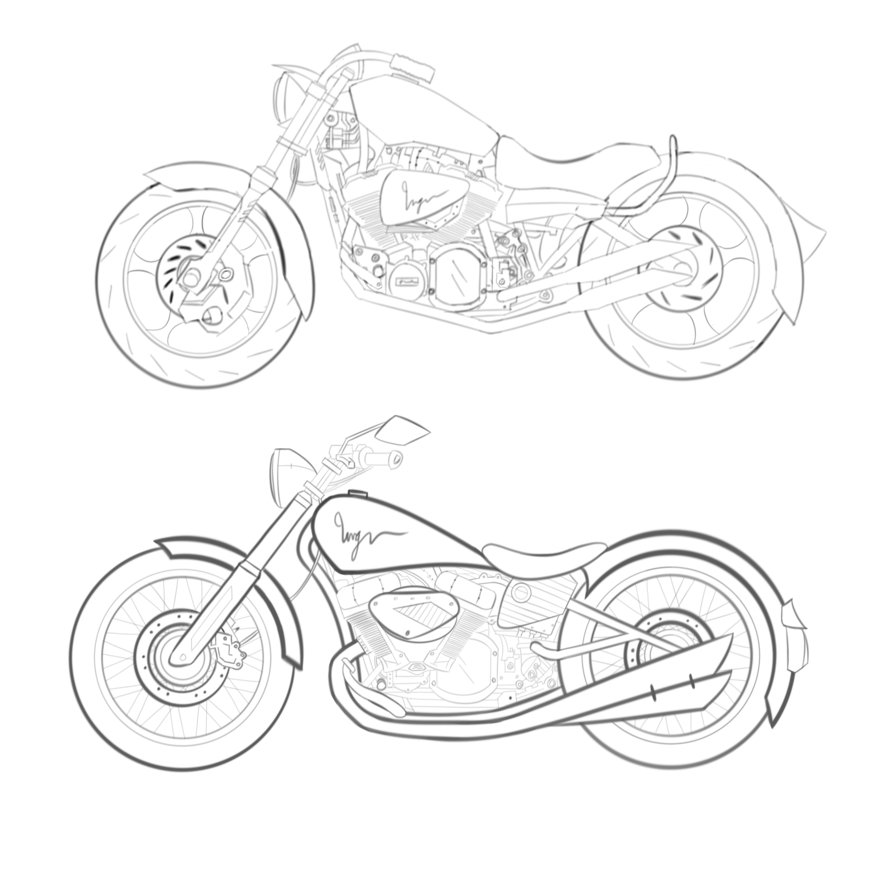 894x894 Motorbike Sketches By Arcticbudgie
