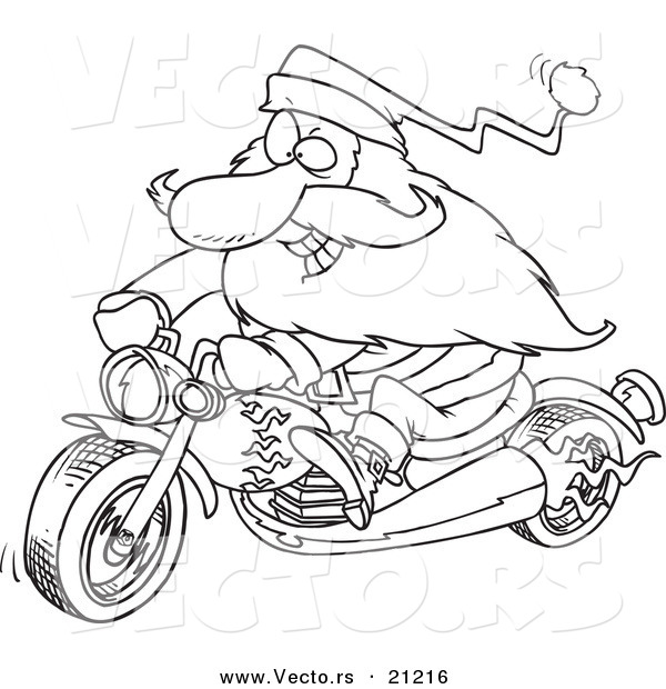 600x620 Vector Of A Cartoon Biker Santa On A Motorcycle