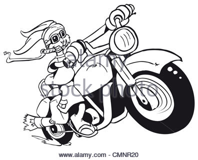 396x320 One Rabbit Mounted On A Motorcycle Background In Cartoon Style