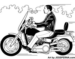 249x196 Order Motorcycle Bike Scooter Caricatures Cartoons Logos Ads