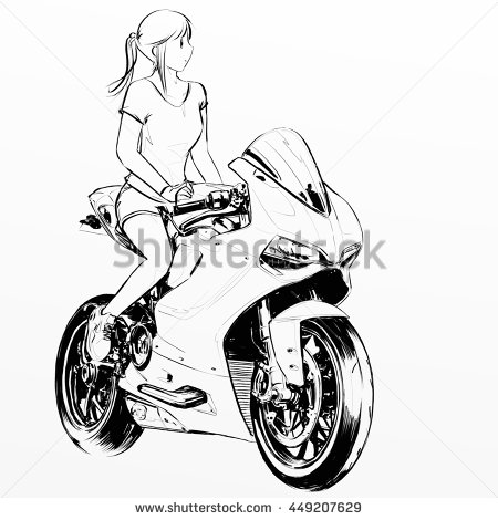 450x470 Sexy Cartoon Girl Riding Sport Motorcycle