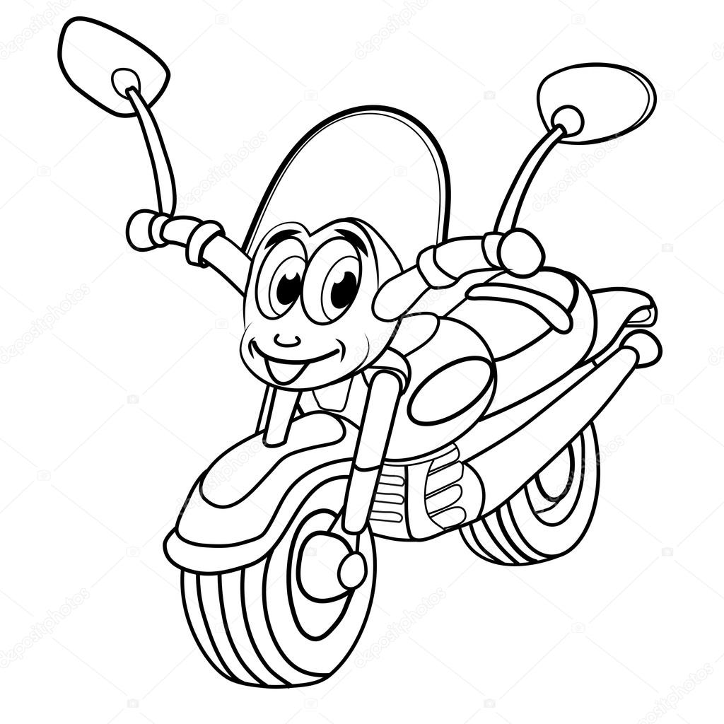 1024x1024 Cartoon Of Merry Motorcycle Stock Vector Vitasunny