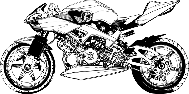 800x400 Black And White Motorcycle Vector