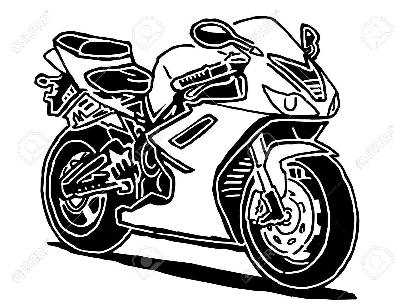 1300x985 Sport Motorcycle Drawing Isolated On White Background Royalty Free