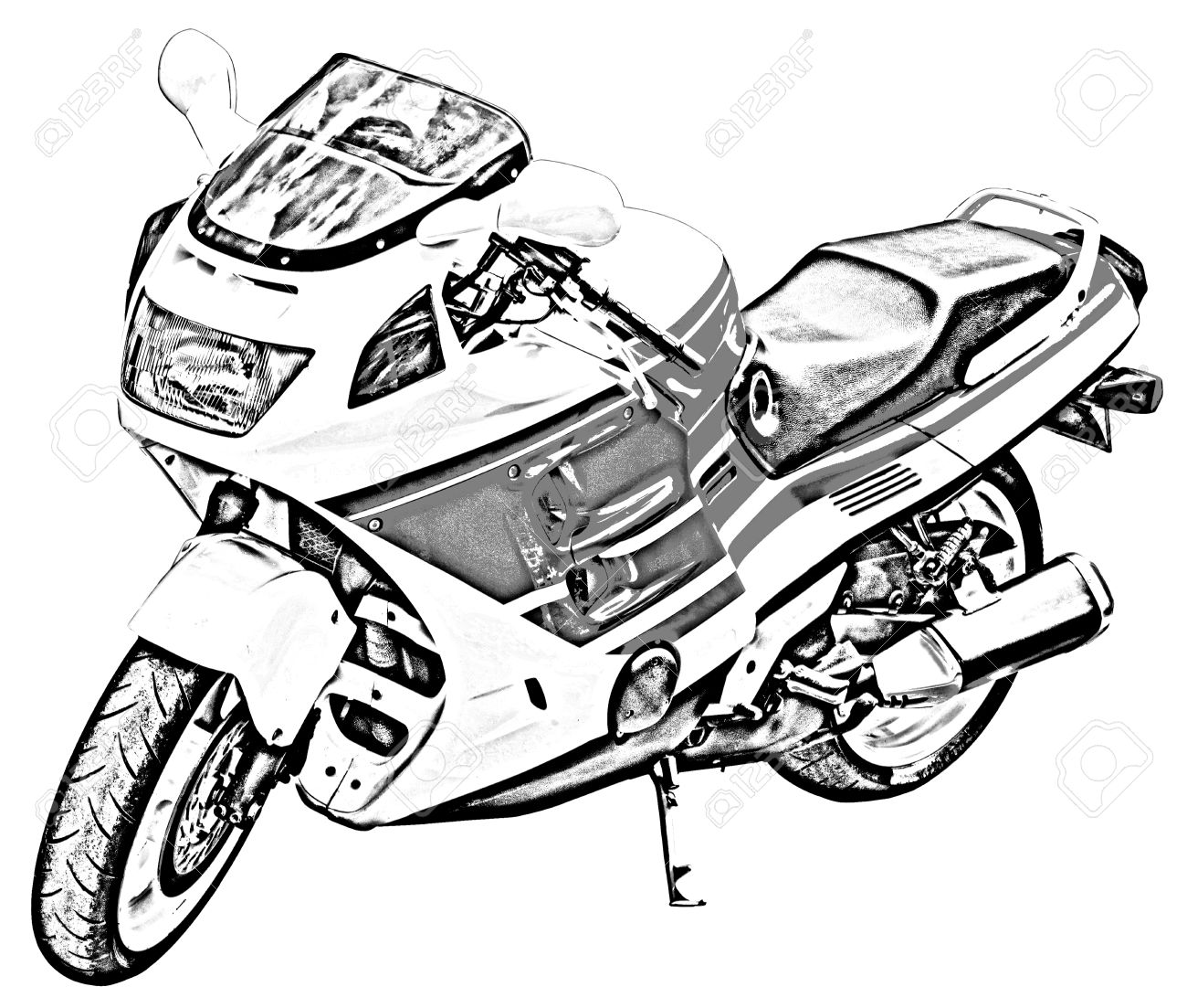 1300x1103 Motorcycle Drawing Stock Photo, Picture And Royalty Free Image