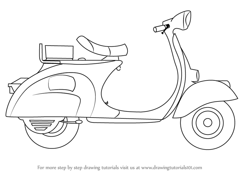 800x565 Learn How To Draw A Scooter (Two Wheelers) Step By Step Drawing