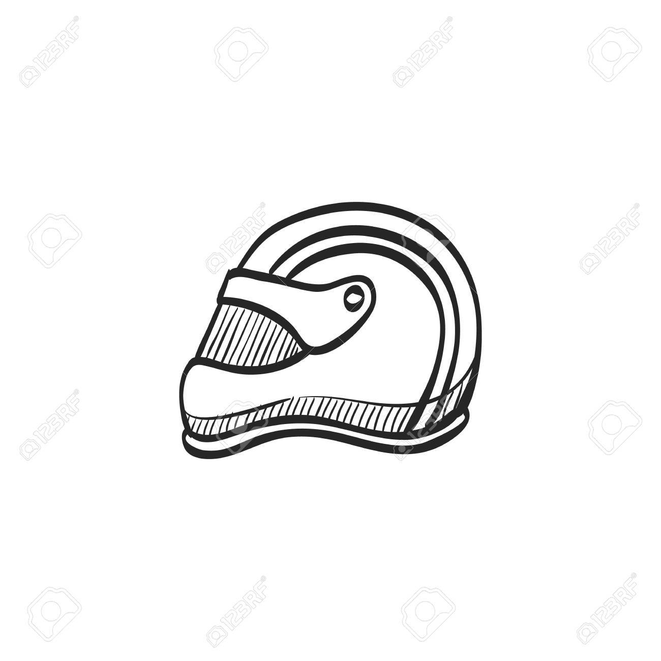 1300x1300 Motorcycle Helmet Icon In Doodle Sketch Lines. Sport Protection