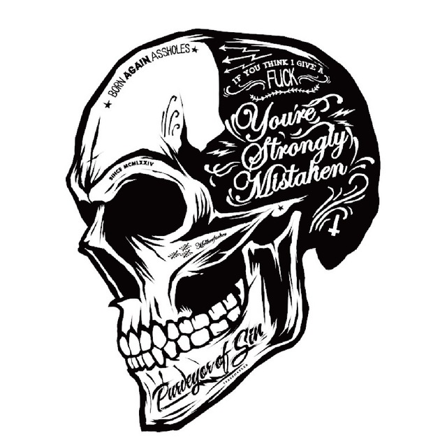 640x640 Black White Skull Cool Motorcycle Stickers Moto Decals Helmet