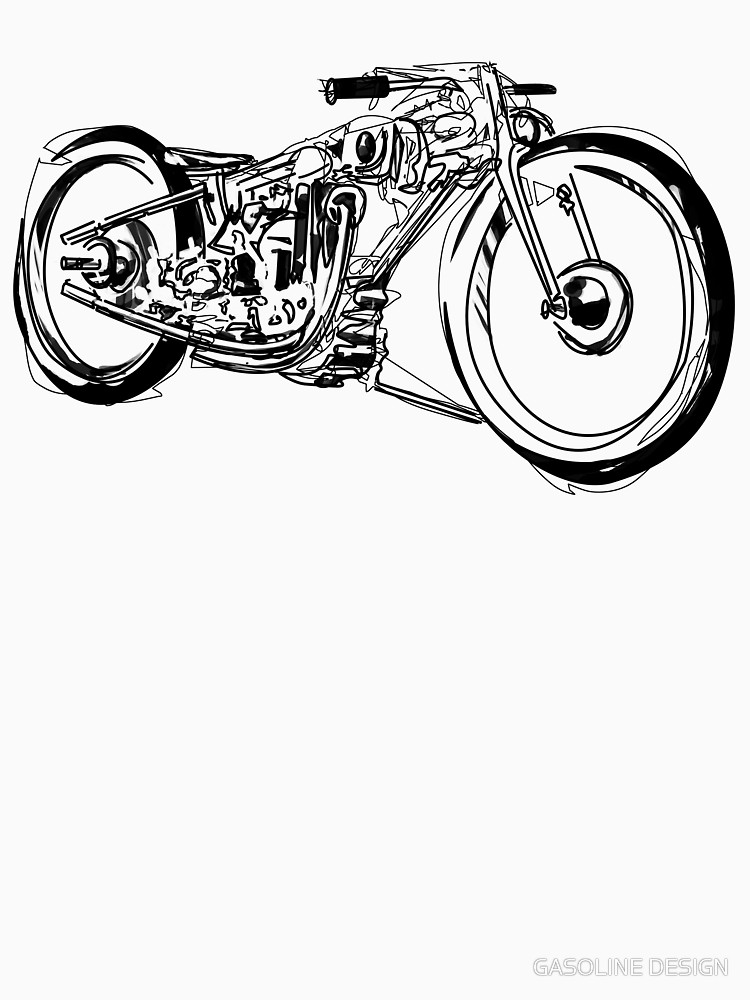 750x1000 Motorcycle Line Drawing Unisex T Shirt By Gasolinesk00t Redbubble
