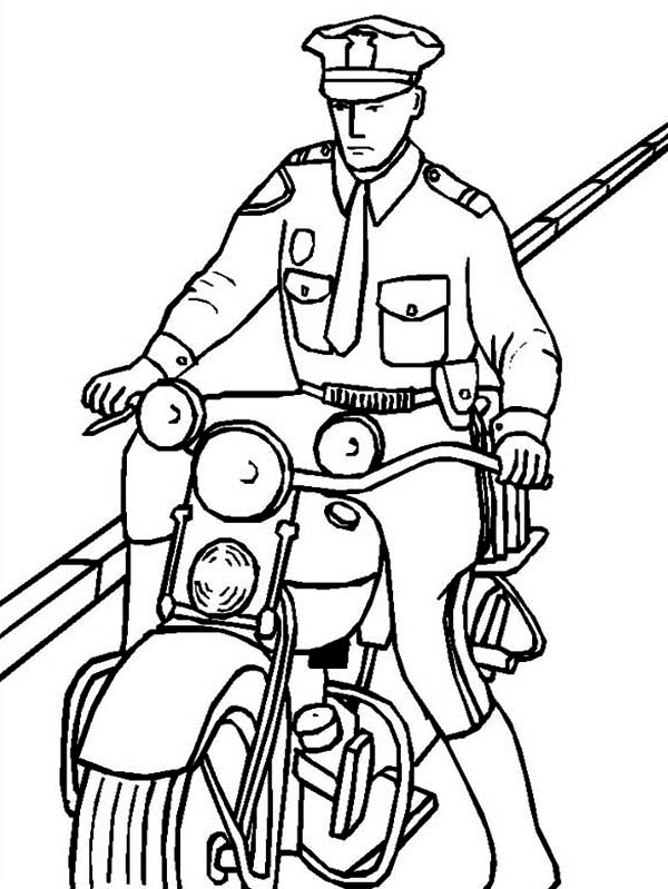 600x799 Police Officer Riding A Motorcycle Coloring Page