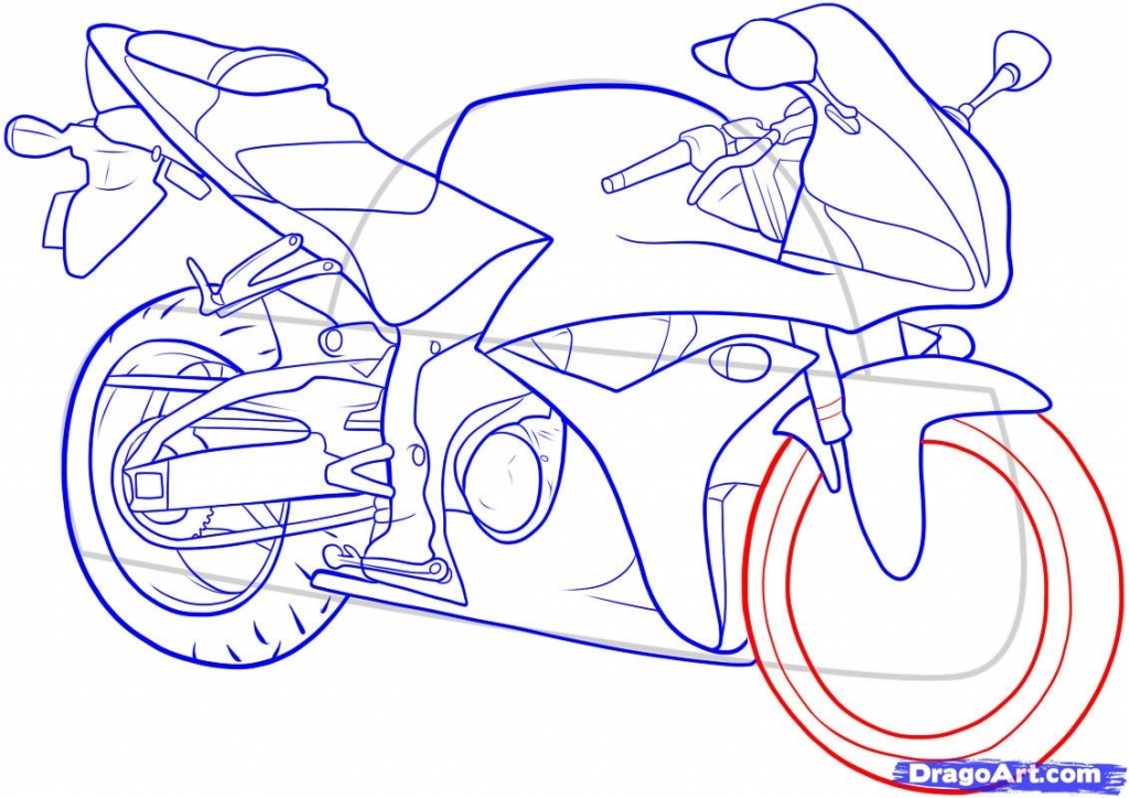 1024x724 Drawings Of Motorbikes How To Draw A Motorbike Step Step