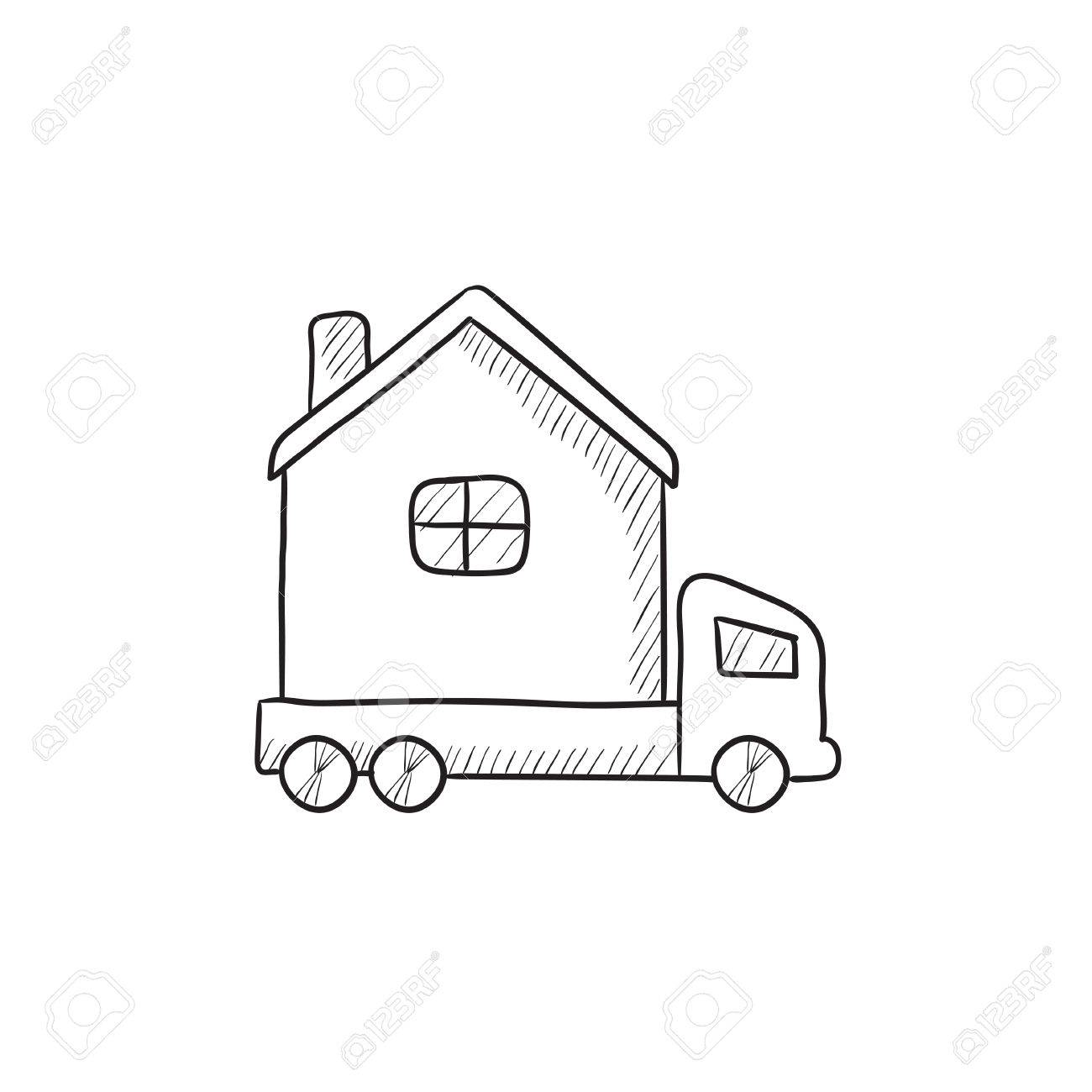 1300x1300 Motorhome Vector Sketch Icon Isolated On Background. Hand Drawn