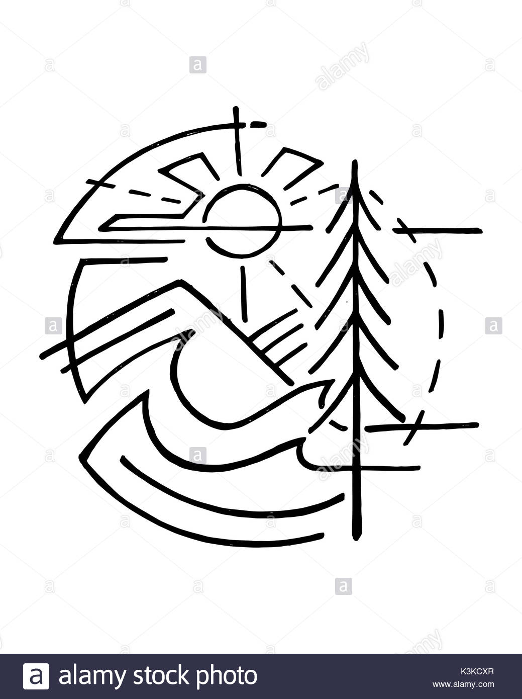 1039x1390 Mountain Sun Drawing Vector Illustration Stock Photos Amp Mountain