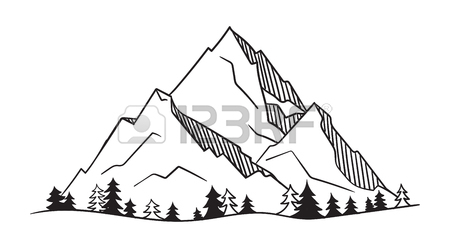 450x248 Mountain With Sun Drawing Vector Illustration Design Royalty Free