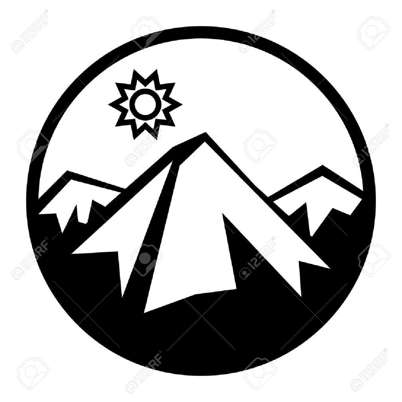 1300x1300 Mountains And Sun Icon Royalty Free Cliparts, Vectors, And Stock