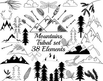 340x270 Mountain Clipart Etsy
