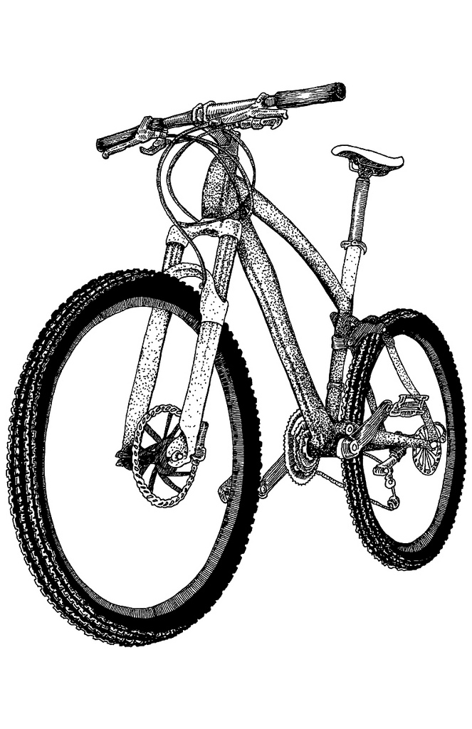 663x1024 Mountain Bike Drawing Illustrations By Karl Addison