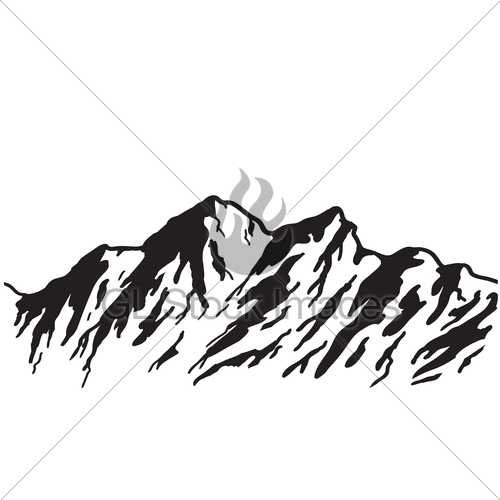 500x500 Mountain Black And White Drawing Clipart Panda