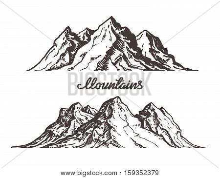 450x365 Mountains Sketch. Hand Drawn Vector Amp Photo Bigstock