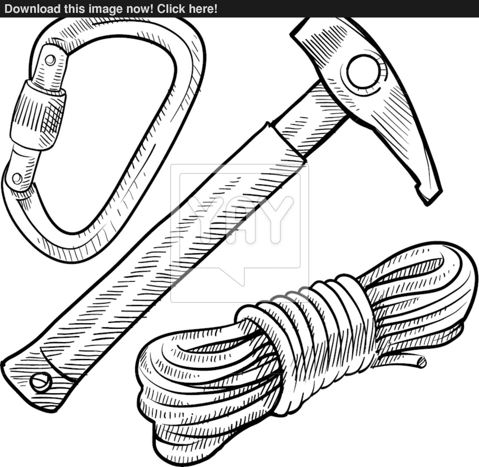 1600x1560 Mountain Climbing Gear Sketch Vector