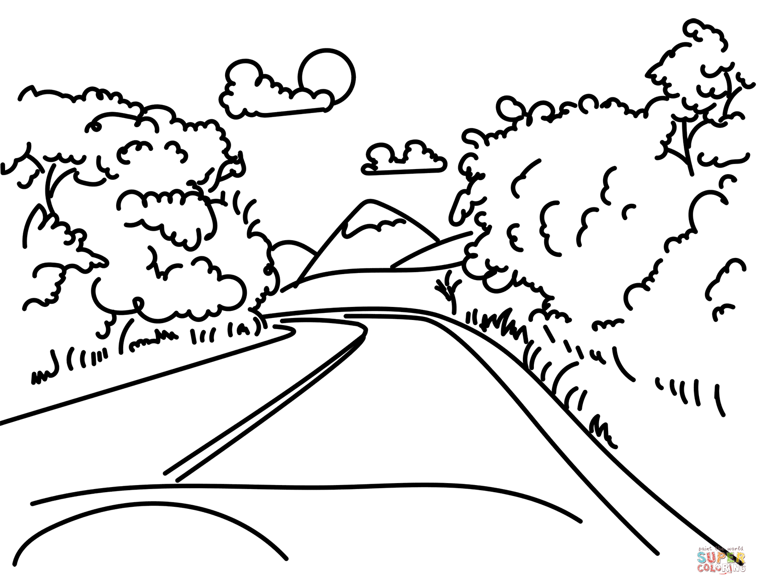 1500x1159 Road In Mountain Coloring Page Free Printable Coloring Pages