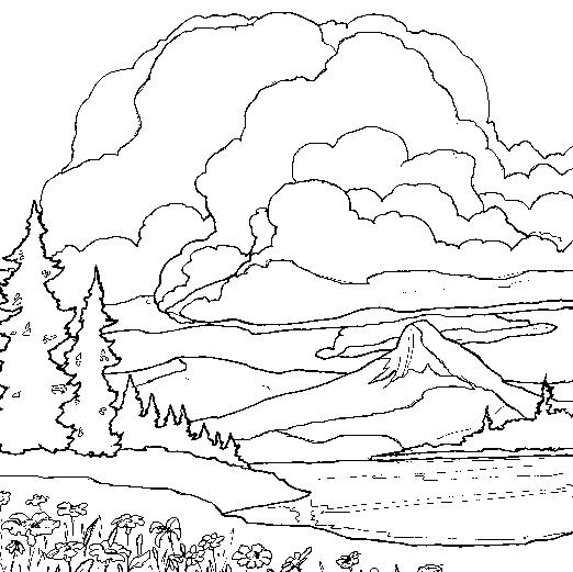 522x521 Mountain Coloring Pages Landscape Coloring Pages Mountain Lake