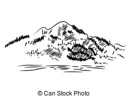 254x194 Oriental Landscape Pagoda Lake Drawn Vector Sketch. Oriental