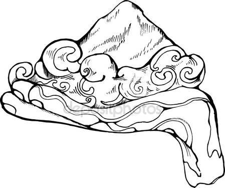 449x375 Illustration Of Mountains, Lake And Clouds In The Form Of A Heart