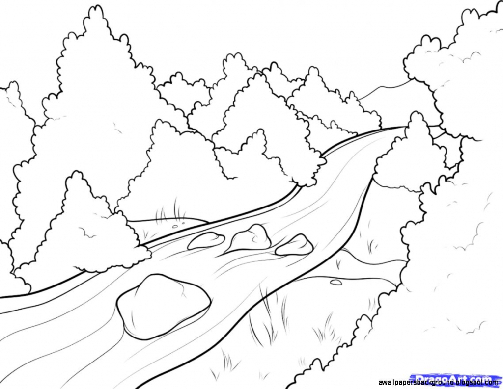 1024x793 Step By Step Landscape Drawing Beginners Mountain Landscape