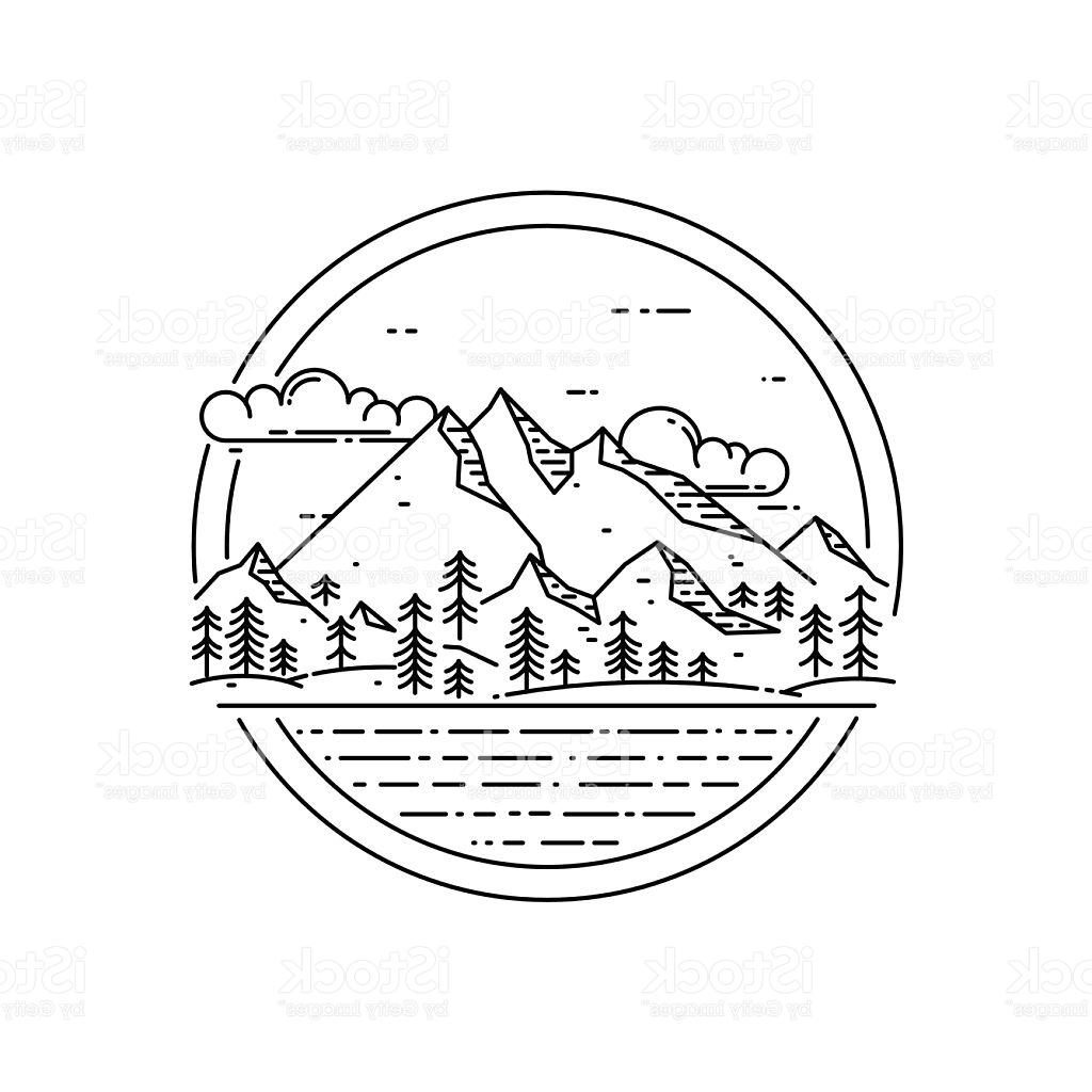 1024x1024 Best Hd Vector Line Emblem With Mountain Landscape Forest Sea
