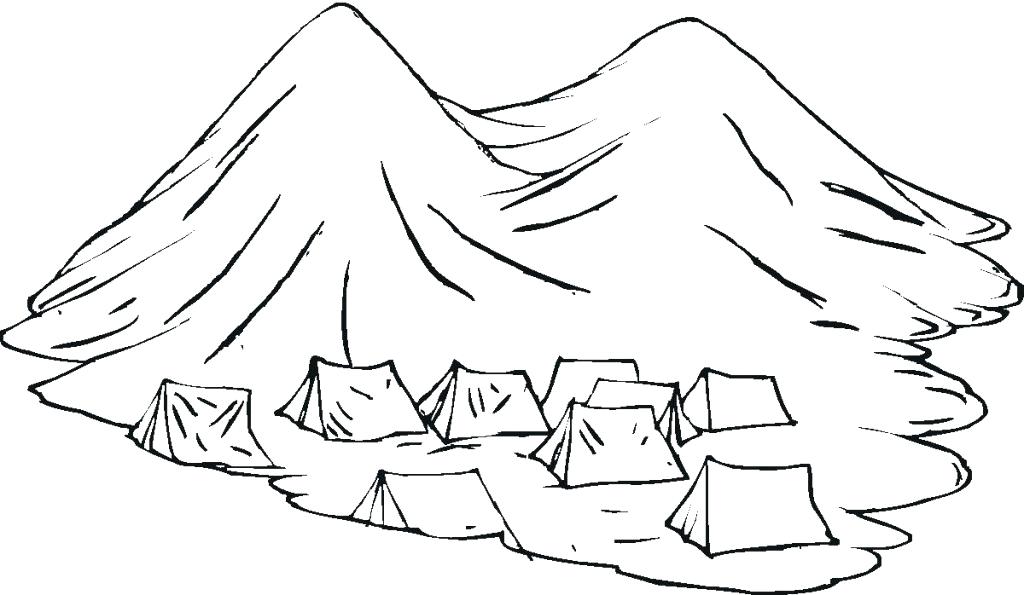 1024x595 Mountain Coloring Page Free Group Of Nomads Tents In The Mountains